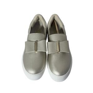Dr. Scholl's "Joy" Quilted Metallic Slip-On Sneakers - Platinum - NWOT - Size 6